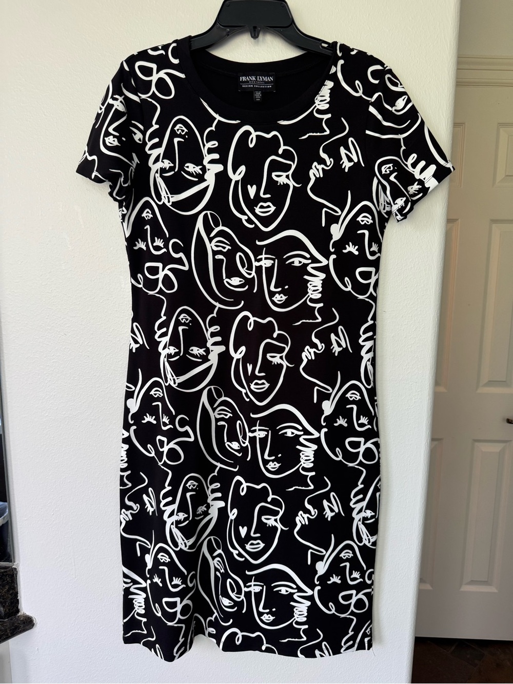 Frank Lyman Design Black & White Abstract Face Print Mini Dress